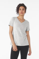 BELLA+CANVAS® Women’s Relaxed Heather CVC V-Neck Tee - Athletic Heather - 2XL